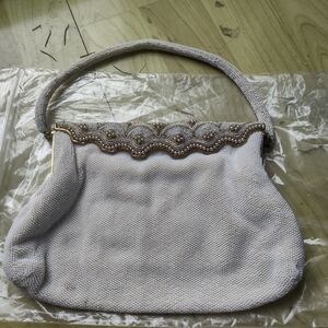 Elegant White Beaded Women's Bag